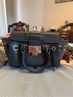Jimmy Choo Rosalie dark gray leather and suede